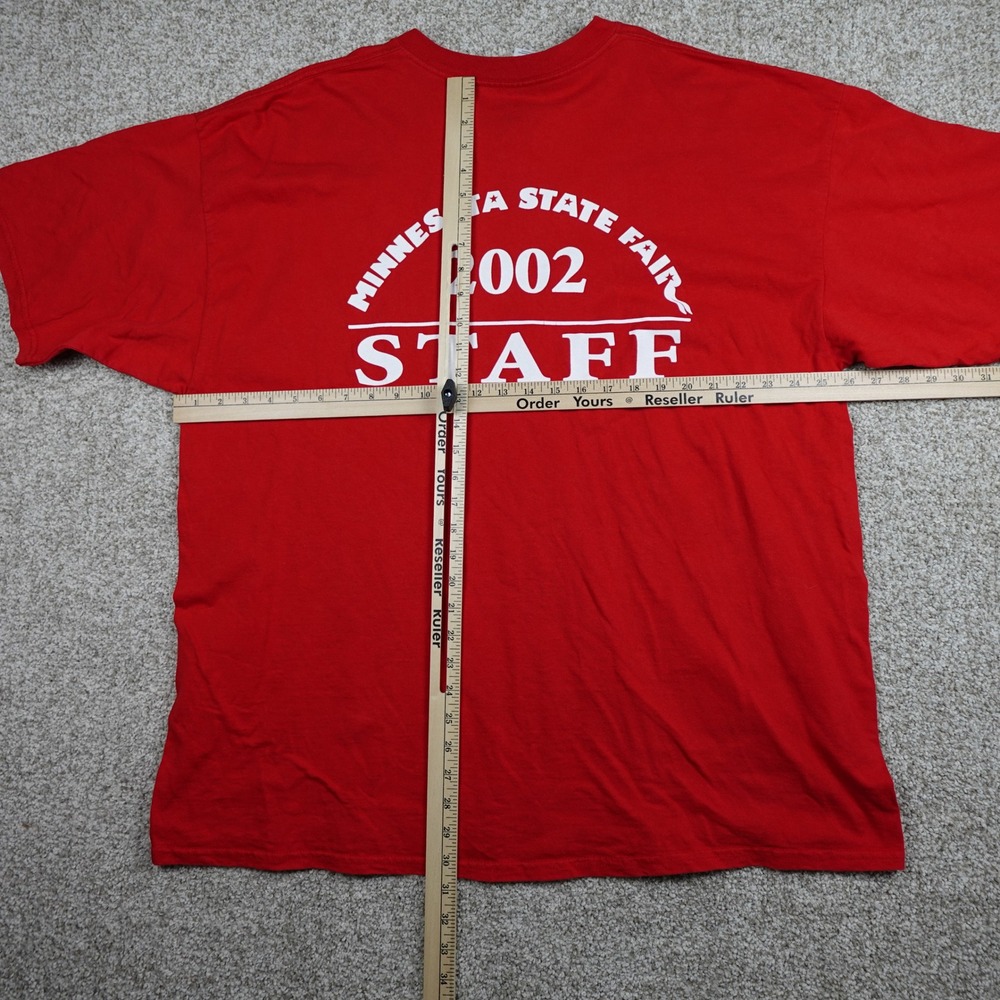 Vintage 2002 Minnesota State Fair Staff Shirt Red Gildan Pocket Tee XXL Mens - Picture 5 of 5
